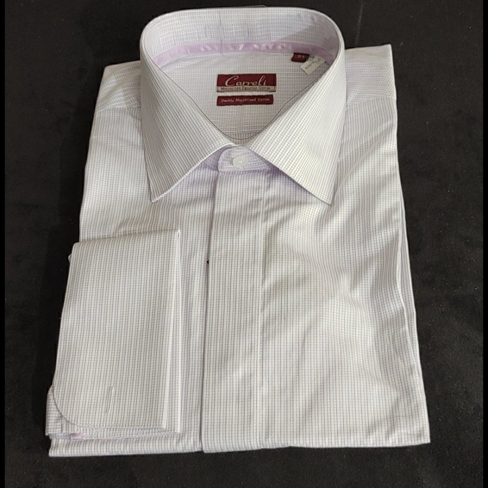 MEN'S CARRELI WHITE, SILVER, MAUVE SQUARE DRESS SH